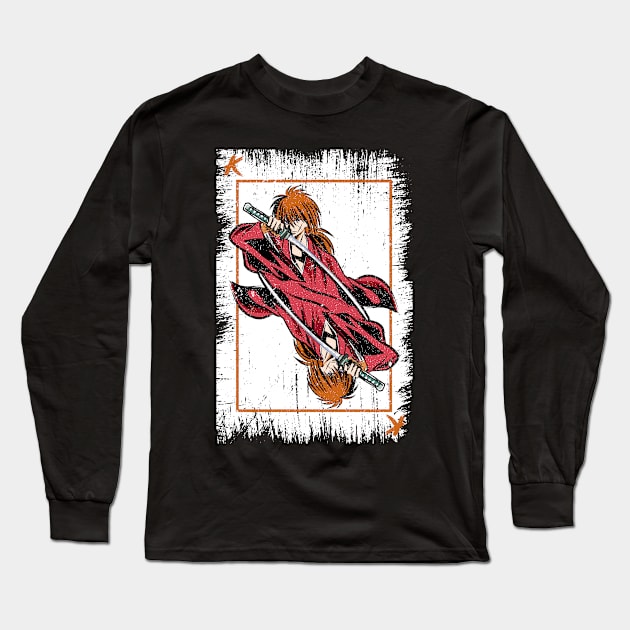 RUROUNI KENSHIN (SAMURAI X): KENSHIN CARD (GRUNGE STYLE) Long Sleeve T-Shirt by FunGangStore